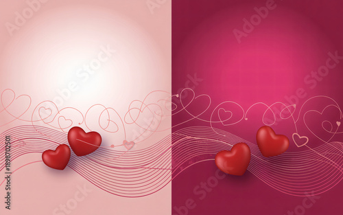Red glowing heart background with smooth gradient, romantic Valentine mood design