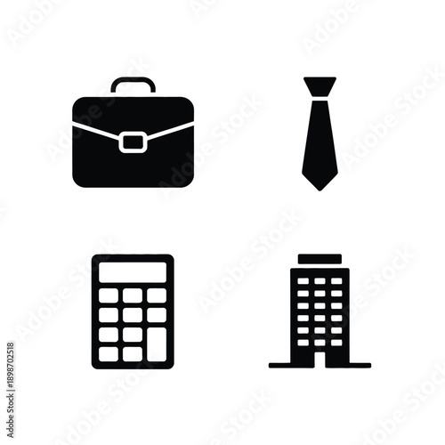 Black and white icons representing business and finance concepts isolated on white background, Vector, illustration