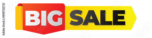 Big Sale Banner Red Yellow Flat Design Vector Illustration for Retail Discount