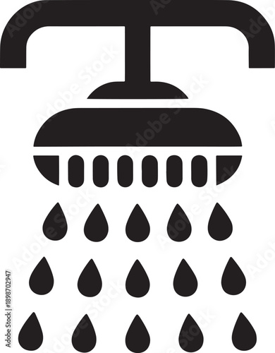 Black shower head with water droplets bathroom