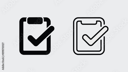 Two clipboards with check marks indicating task completion and approval isolated on white background, Vector, illustration