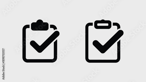 Two clipboard icons with check marks indicating task completion and approval. isolated on white background, Vector, illustration
