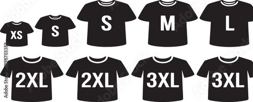 Black T shirts in various sizes clothing
