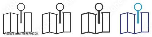 Map  Icon Set Illustration with Outline Style Variation