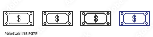 Money  Icon Set Illustration with Outline Style Variation