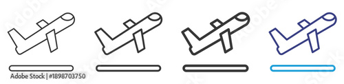Departures  Icon Set Illustration with Outline Style Variation