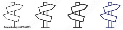 Directional Sign  Icon Set Illustration with Outline Style Variation