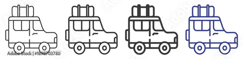 Car  Icon Set Illustration with Outline Style Variation