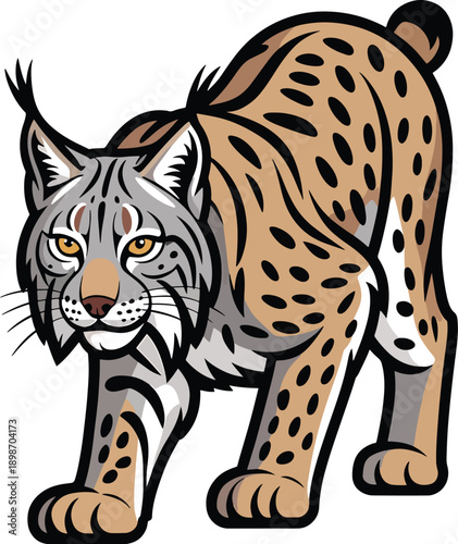 Cute cartoon tiger cub isolated on a white background in a simple vector illustration style.