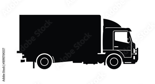 A stark black silhouette depicts a classic semi truck with a large trailer showcasing its streamlined form silhouette high quality professional