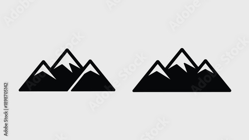 Two black silhouettes of mountains with sharp peaks against a white background isolated on white background, Vector, illustration