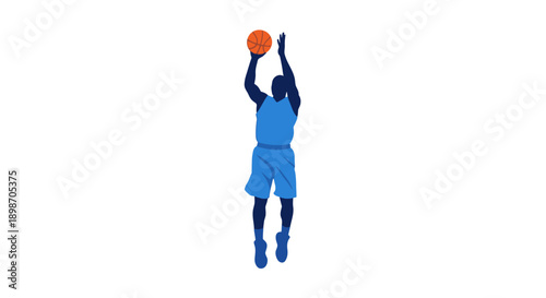Basketball player dunking ball in mid-air jump