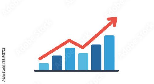 Business Growth Bar Chart with Upward Trending Arrow, Financial Progress Concept, isolated white background. Free Download Business Growth Bar Chart with Upward Trending Arrow, Financial Progress Concept, isolated white background. - GFXLoad