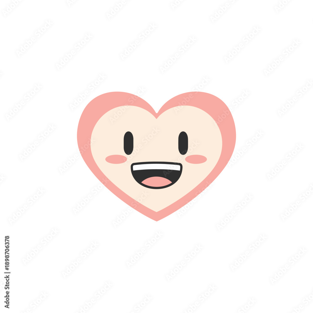 Obraz premium flat illustration vector icon of joyful heart with smiling face, for World Laughter Day Celebrations