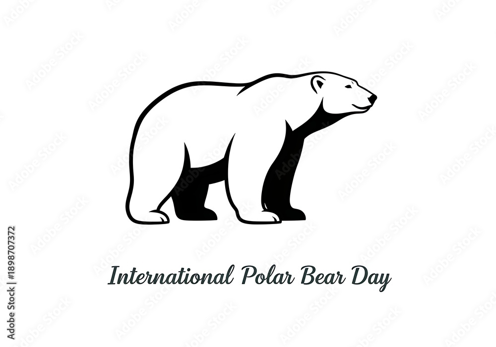 Fototapeta premium International polar bear day logo with a walking polar bear