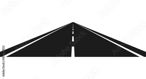 A long straight road stretches into the distance converging at a vanishing point with stark contrast silhouette high quality professional