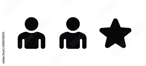 Simple icons representing users and a favorite option in a user interface isolated on white background, Vector, illustration