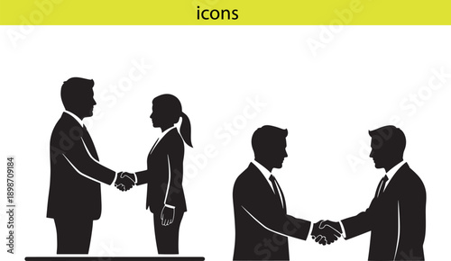 
Business Handshake Agreement Silhouette Vector Illustration
