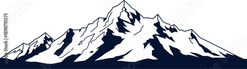 Majestic snow-capped mountain peaks rise above a calm body of water creating a perfect reflection under a bright blue sky with scattered white clouds