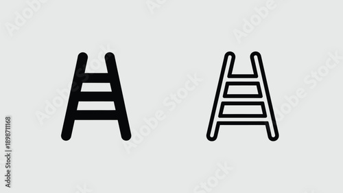 Comparison of two different ladder designs in a minimalist black and white style isolated on white background, Vector, illustration
