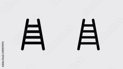 Two ladders standing upright against a plain background isolated on white background, Vector, illustration