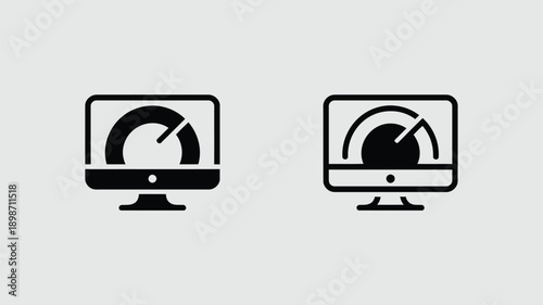 Two computer monitors displaying gauge meters with different fill levels. isolated on white background, Vector, illustration