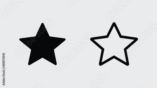 Contrast between filled and empty star shapes in black and white. isolated on white background, Vector, illustration