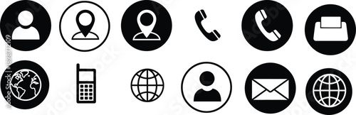 Collection of black and white communication icons