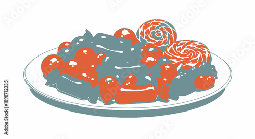 A plate of assorted desserts and sweets.