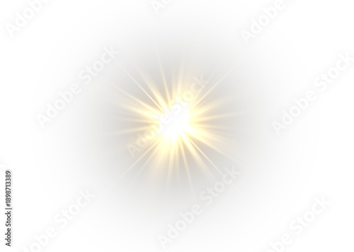 Radiant yellow sun with sparkling light beams and glowing sunlight forming magical abstract bright background with luminous flare, sparkling effect and vector illustration design.
