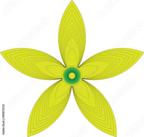 A bright yellow flower on a white background in a clean vector illustration style with a touch of spring nature and beauty