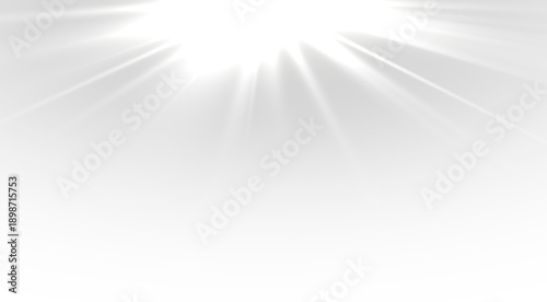 White sun sparkling with radiant beams and glowing sunlight creating magical abstract bright background with luminous flare and sparkling vector illustration for festive design.
