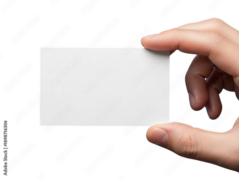 Obraz premium Hand holding blank business card isolated on transparent background