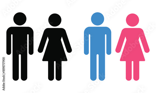 Male and female gender symbols icon, simple illustration showing black and  symbols representing sex, identity, equality, gender diversity, and social concepts for vector design projects.