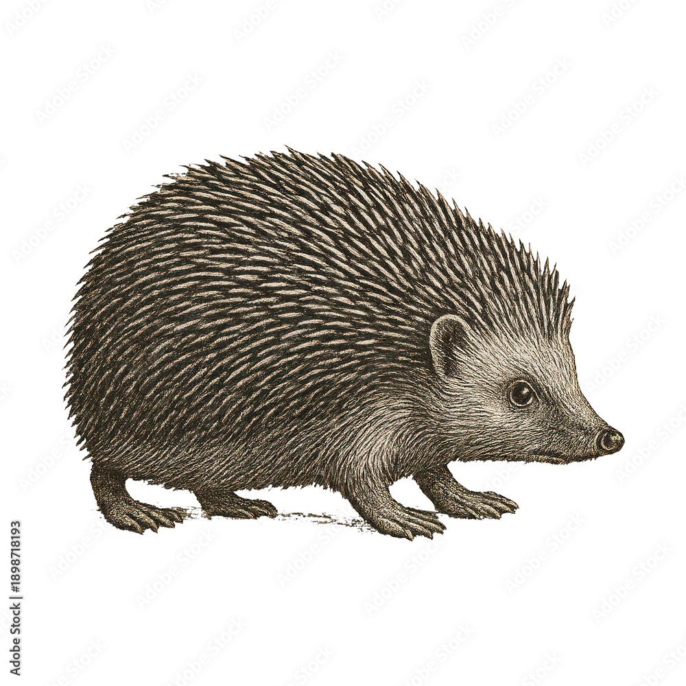Obraz premium PNG Vintage hedgehog illustration art.