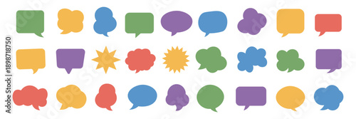 Colorful Speech Bubble and Chat Message Shapes Set Collection Flat Vector Illustration