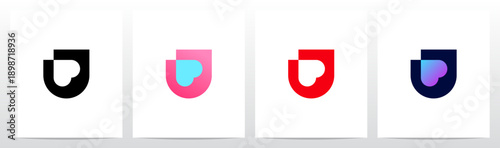 Heart On the Corner of Letter Initial Logo Design U