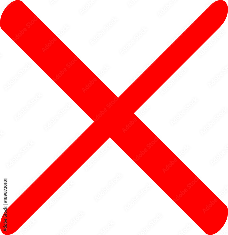Fototapeta premium Vibrant red X symbol on clean white background for design projects