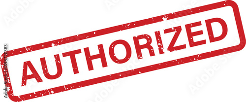 A vibrant red rubber stamp with the word AUTHORIZED prominently displayed against a clean white surface