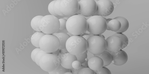 Glossy white sphere lattice on gray background