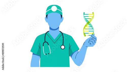 Healthcare Professional's Genetic Insight: A medical professional, holding a representation of a DNA strand, signifies the convergence of care and scientific exploration.
