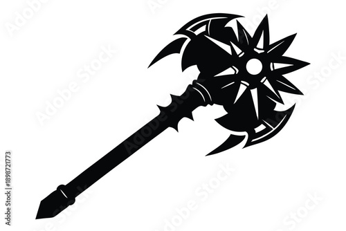 battle mace line art silhouette vector illustration