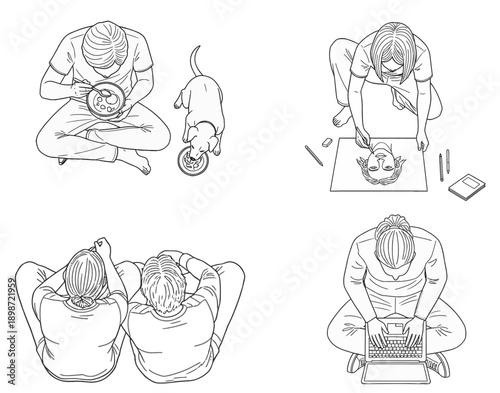 Overhead View of Daily Life