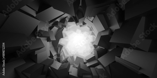 Monochrome geometric tunnel with central light