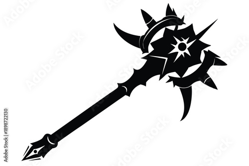battle mace line art silhouette vector illustration