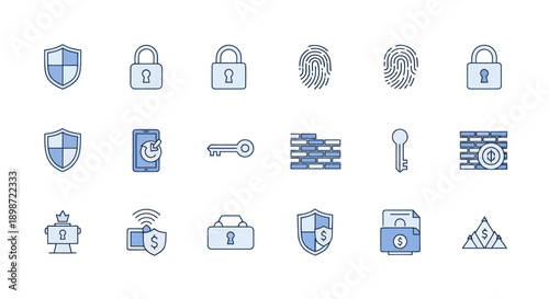 Security icons set on white background