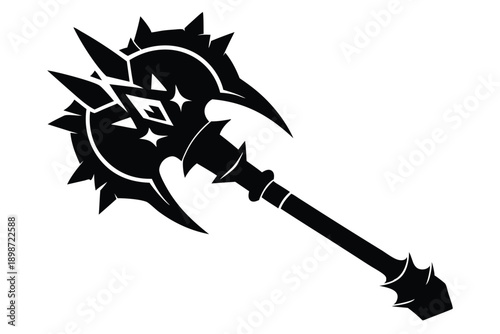 battle mace line art silhouette vector illustration