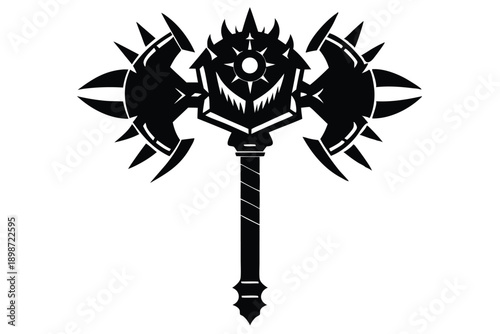 battle mace line art silhouette vector illustration