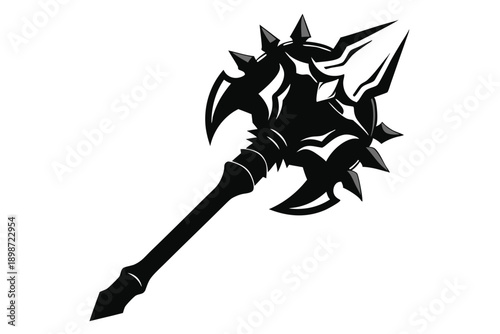 battle mace line art silhouette vector illustration