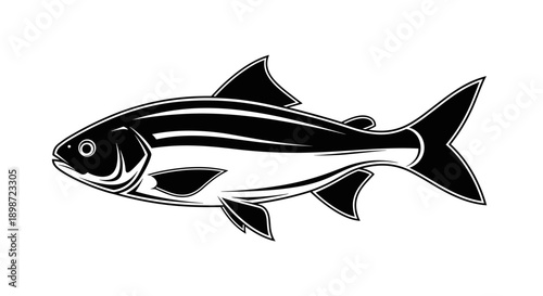 Black and White Illustration of Fish.
